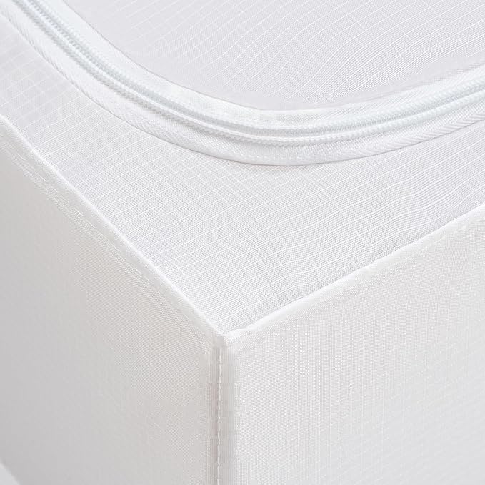 TYEERS Under Bed Storage Containers, Durable Fabric, Washable, Collapsible, Under Bed Storage Bins for Clothes, Blankets, Sheets, Shoes, 27.5x16.5x7 Inches, 4-Pack, White