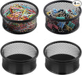 Paper Clip Holder With 50PCS Colored paper clips, 2/4PCS Stackable PaperClip Organizer for Desk,Metal Mesh PaperClip Holders with Non-Slip EVA Pad,for Office Binder Box(4pcs)