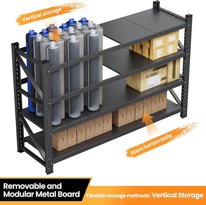 40”W Metal Storage Shelves, 20” Deep Heavy Duty Garage Shelving Units, 4 Tier Storage rack shelf, Steel Tall Industrial Shelving , Adjustable Standing Shelf for Warehouse / Shop 40"W x 20"D x 60"H