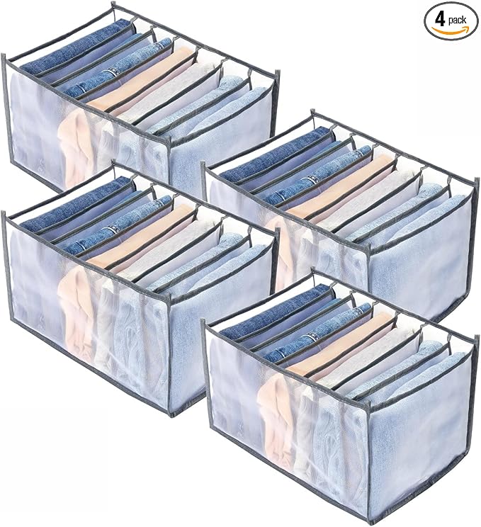 Wardrobe Clothes Organizer,7 Grids Washable Wardrobe Clothes Organizer,Foldable Clothes Drawer Mesh Separation Box,Organizer Clothes Drawer Mesh Separation Box