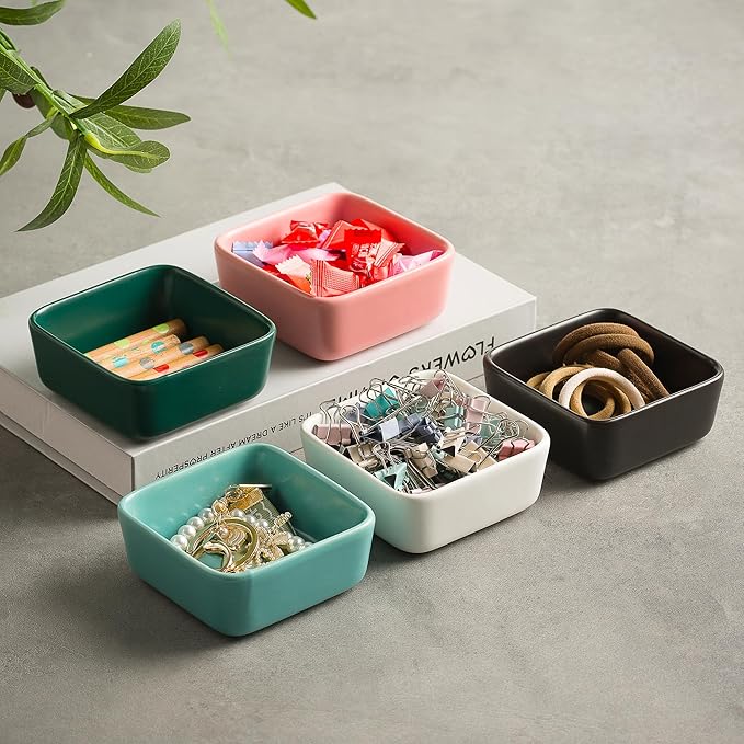 Ceramic Paper Clip Holder for Desk Cute Binder Holder Paperclip Holders for Office Paper Clips Dispenser Organizer desk décor (black)