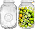Amzcku 2 Pack 1 Gallon Glass Jar with Lid Wide Mouth, Large Mason Jar with Airtight Screw Lid and Handle, Glass storage containers, Cookie, Candy, Kombucha and fermention