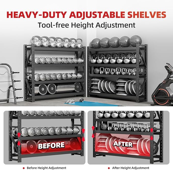 32" W Garage Shelving,4-Tier Heavy Duty Storage Shelves Unit with Adjustable Metal Shelf for Warehouse,Basement,Workshop,3000LBS,32" W x 20" D x 63" H,Black