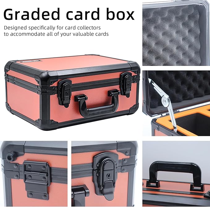 Graded Card Storage Box; Durable Sports, PSA Card Storage Case- Trading Card Storage Box - PSA Slab Case For Top Loaders (ORANGE, 14.17x11.2x7 inches)