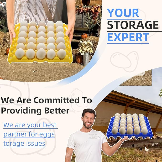 8-Pack Plastic Egg Tray Egg Crate, 30-Egg Flats for Home Chicken Farmers, Stackable & Durable, Great for Storing, Sorting & Shipping, and Reusable