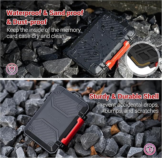 IP67 Waterproof Memory Card Case, Slim Anti-Shock SD TF Card Holder Carrying Case Organizer for 8 SD/SDHC/SDXC Cards, 12 MicroSD/MicroSDHC/MicroSDXC/TF/MSD Cards, 2 Nano SIM Storage - Green