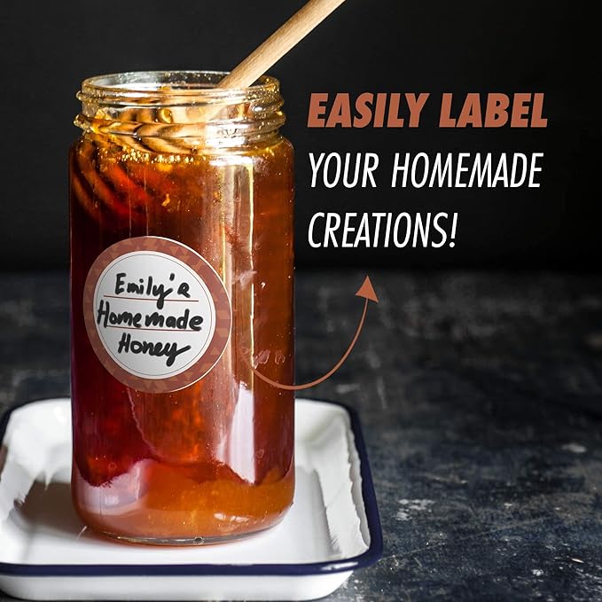 Canning Labels Dissolvable Stickers for Mason Jars and More (2" Round 200/roll) Canning Supplies Washes Off in Seconds Like Magic - Jar Labels Homemade Jam, Jelly, and More (Chestnut)