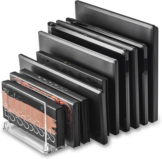 BY ALEGORY Acrylic Makeup Storage Eyeshadow Palette Organizer w/Removable Dividers 10 Space Display Case Fits Virtually All Blush Powder Pallet Sizes (2)