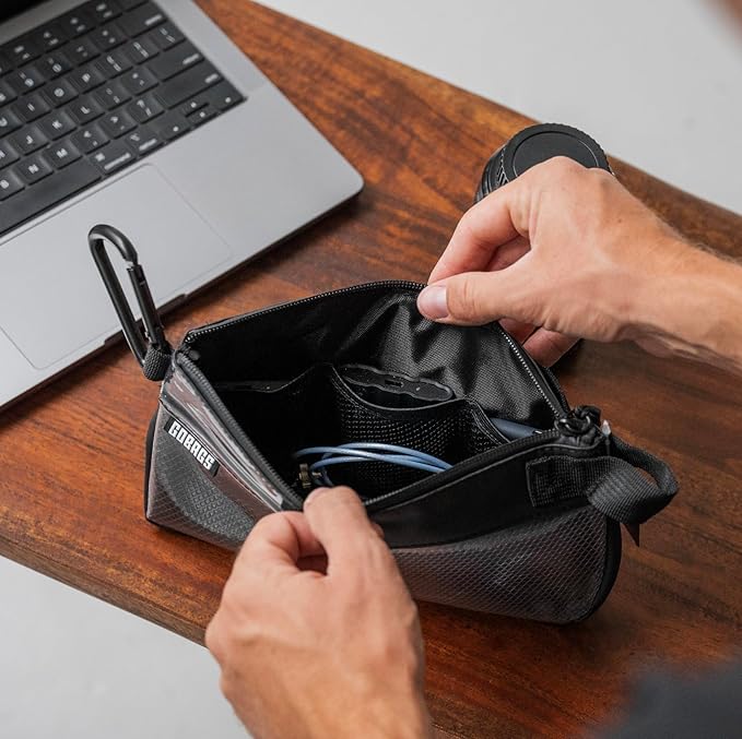 GOBAGS Production Zipper Bags - Electronics & Camera Accessories Bag - Cable organizer, Gear Accessory Pouch, Travel Camera Essentials (Small, Black, 2 pack)