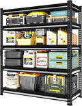 48" W Garage Shelving Heavy Duty，2500LBS Loads Metal Shelving Units and Storage,5-Tier Garage Storage Shelves Heavy Duty, Industrial Utility Shelves,48”W x 18”D x 78”H(Black)