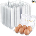 Zubebe 200 Pieces Clear Egg Cartons Plastic Egg Cartons Bulk Empty Chicken Egg Tray Holds Securely Clear Blank Egg Cartons for Chicken Farm Business Market Home Refrigerator Storage(2 x 3 Grids)