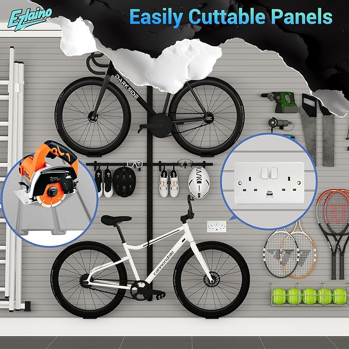 Ezlaino 4x8ft PVC Slat Wall Paneling - Thickened & Durable, Waterproof, Versatile | 75 lbs/sq ft Capacity | Fits Most Slatwall Accessories, Ideal for Garage, Home & Store Storage, Gray