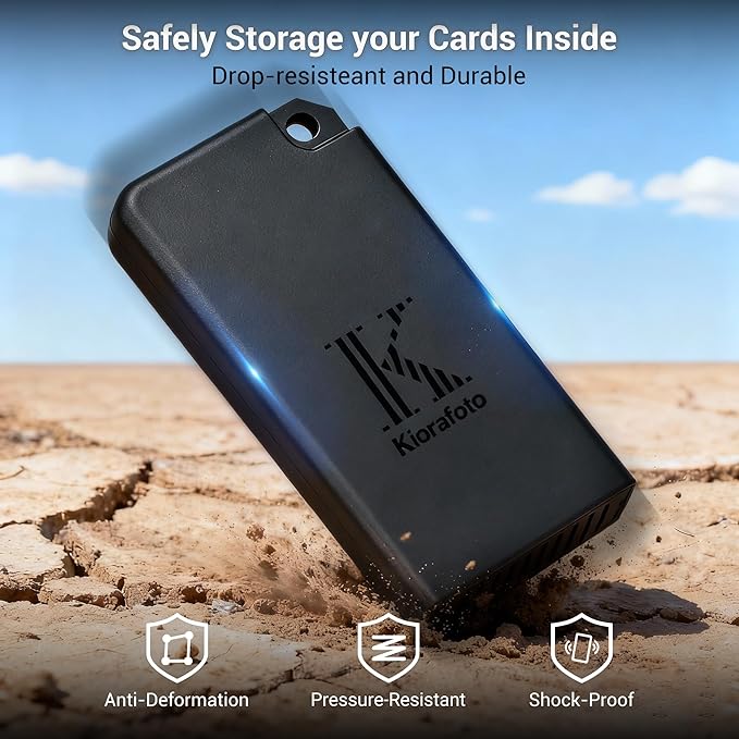 Pop-up Small Memory Card Case Holder for 2 SD SDHC SDXC Cards & 4 TF MicroSD MSD Cards with Carabiner, Portable Anti-Shock Splash-Proof Micro SD Card Case Storage Protector Organizer Keeper Container