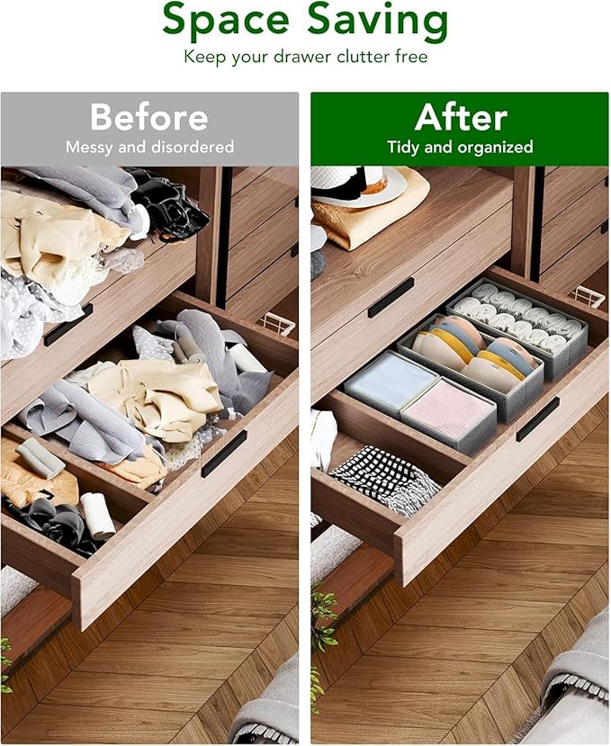 DIMJ Drawer Organizer Clothes Storage - 16 Pack Baby Dresser Organizer for Nursery, Foldable Drawer Dividers for Bedroom Closet Organization, Fabric Storage Bins for Socks, Underwears, Bras
