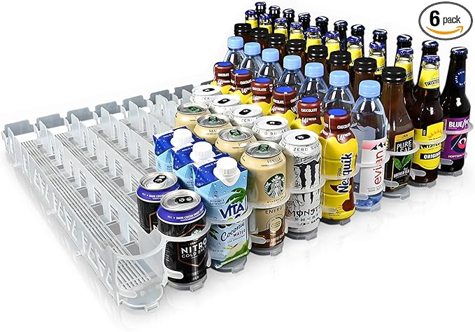 Display Technologies Visi-Slide Gravity Fed Organizer for 12/16oz high ring Beverages on flat and angled shelves in Cold Vaults & Coolers (Pack of 6)