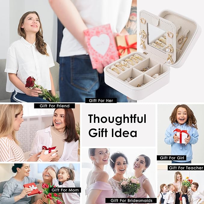 Birthday Gifts for Women: Initial Jewelry Box & Small Travel Jewelry Organizer for Wife, Girlfriend, Bridesmaid or Graduation Gifts