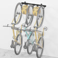 monTEK Enhanced Bike Storage Rack, Adjustable 3-Bike and 2-Helmet Hangers for Indoor Bike Storage, Customizable for Various Bike Sizes, Heavy-Duty Steel Bike Wall Mount, Max Load 209lbs, 32-in