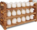 CVHOMEDECO. Wooden Egg Holder Fresh Egg Holders Countertop Firewood Egg Collecting Rack for Gathering Fresh eggs, Stackable with 36 eggs, Home Kitchen Organizer, Set of 3 PCS