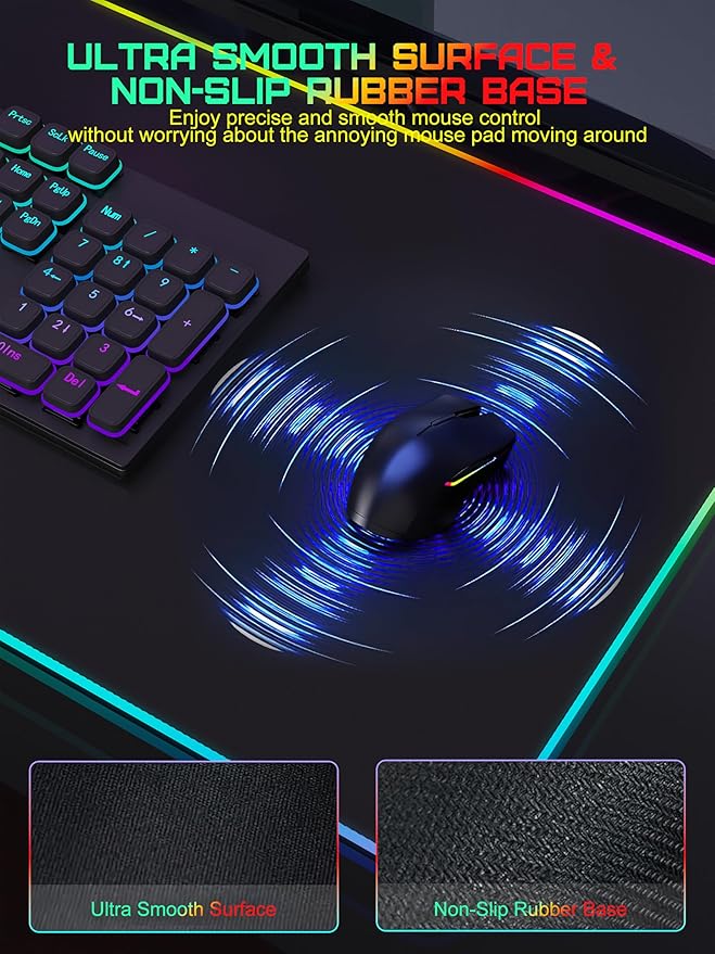 TopMade Mouse Pad with Wireless Charging, 31.5" x 11.81" Large Desk Mat RGB Gaming Mousepad, LED Desk Pad Keyboard Pad, Waterproof Desk Pad (Includes 20W PD Power Adapter & 6.56ft Woven Cable)