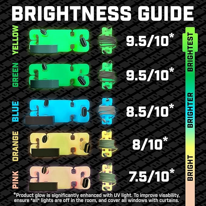 GlowBrick Stocking Stuffers for Adults Cord Management Weighted Cord Holder Cable Wrap Phone Stand - Glow-in-The-Dark Gadget Organizer for Nightstand. Gift for Men, Silicone. 4pk Green Glow