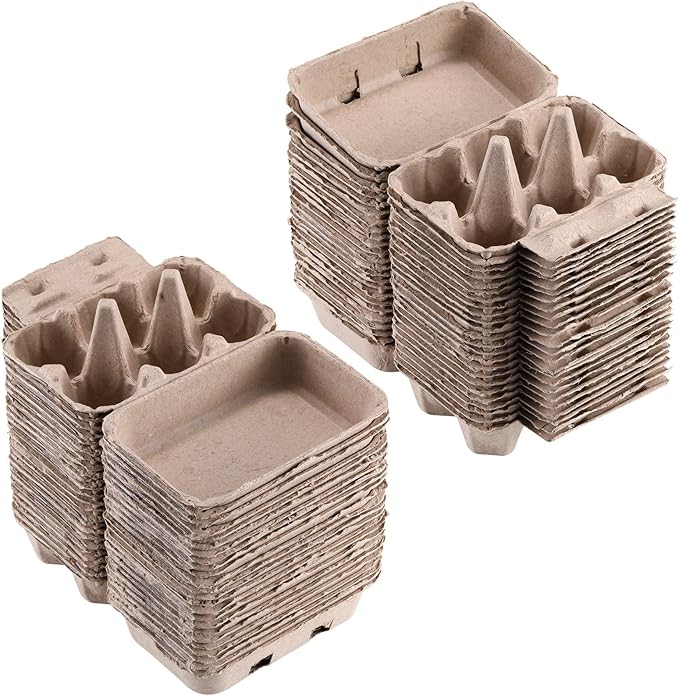 Half Dozen Egg Cartons 100 Pack, Blank Natural Pulp Box 6 Count for Chicken Eggs Reusable, Storage Tray Strong for Holds Up to Six 6 Egg Cardboard Paper Holder Container for Refrigerator