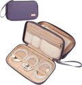 NISHEL Travel Cord Organizer Case, Double Layers Tech Electronic Bag, Essentials for Charger, Cable, Phone, Flash drive, Medium, Purple