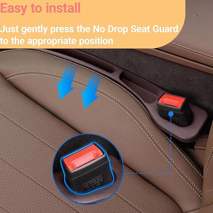 No Drop seat Guard - 2025 New car seat Side Gap Filler for All Cars, Prevents Small Items, Cards & Tools from Falling, Easy to Install Gap Storage Solution (Brown)