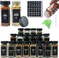 24Pcs Spice Jars Containers with Labels，4oz Black Seasoning Bottles with Shaker Lids for Rack, Cabinet, Drawer,Empty Square Condiment Pots (24, Black)