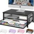 OPNICE Computer Monitor Stand Riser, Desk Organizers and Accessories with Drawer, Laptop Stand, Office Desk Accessories & Workspace Desktop Organizers Storage for Office Supplies(Black)
