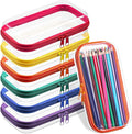 Sanwuta 6 Pcs Clear Hard Zipper Case Hard Plastic Zipper Pouches Transparent Makeup Bag Pencil Pouches for Travel Snacks Christmas Trinket Storage Organizer Box