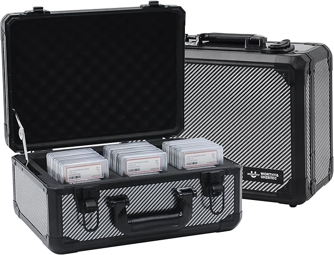 Graded Card Storage Box; Durable Sports, PSA Card Storage Case- Trading Card Storage Box - PSA Slab Case For Top Loaders (CARBON FIBER, 14.17x11.2x7 inches)