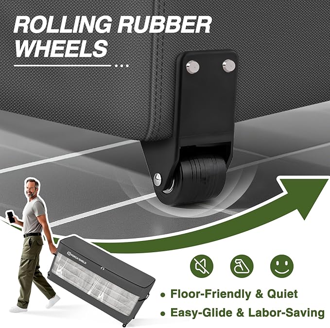Porch Shield Rolling Cushion Storage Bag with Wheel - Heavy Duty Large Container for Furniture Pillow 7.5 Ft Tree Christmas 48" L x 15" W x 22" H