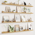 Fun Memories Picture Ledge Shelf for Wall, Floating Shelves Set of 4, 48 Inch Long Nursery Book Shelves for Toys Storage, Kids Bookshelf Wall Mounted for Books Photo Frames, Oak