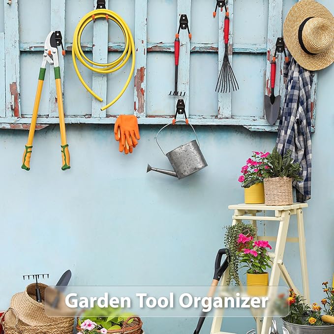 Garage Hooks with Anti-Slip Coating,Heavy Duty Wall Mount Storage Hooks for Hanging Bike,Hose,Ladder,Yard,Garden Tools (8 Pack Orange 4.5x2.75 inch)