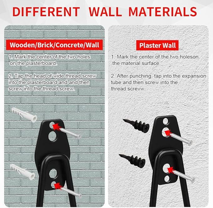 3-H Garage Wall Hooks 10 Pack, Garage Hooks Heavy Duty with Extra Welding Spots, Wall Storage Organizer for Hanging for Garden, Lawn, Yard (Red)