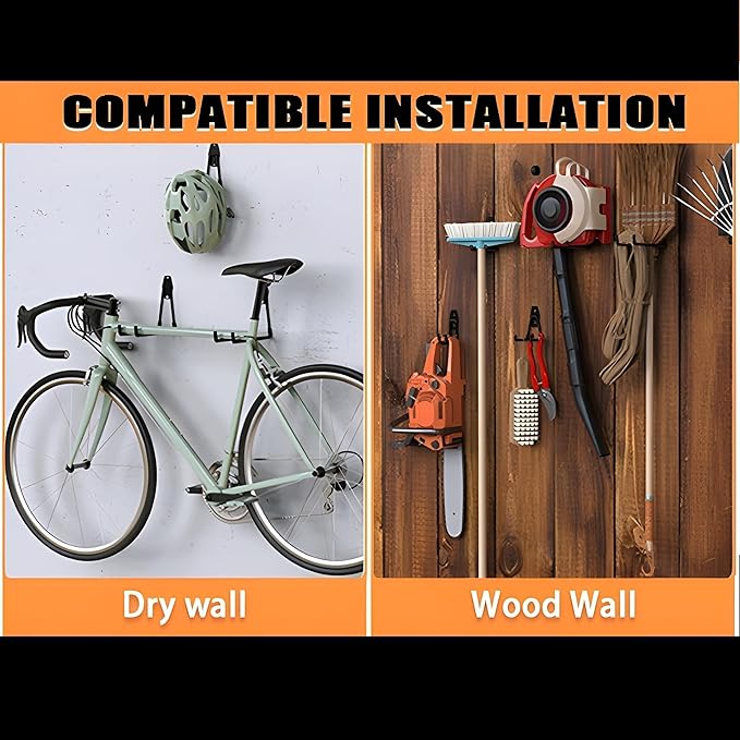 32 Pack Steel Garage Hooks Heavy Duty, Utility Wall Mount Hook with Anti-Slip Coating, Hanger & Organizer for Bulk Items, Bikes, Ladders, Power Tools, Ropes, and More Equipment