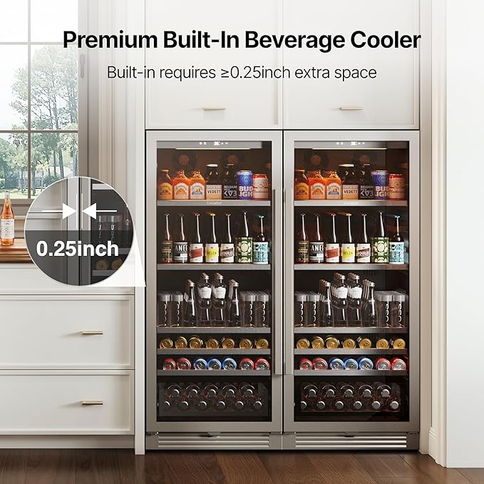 Ca'Lefort Beverage-Refrigerator 48 Inch, Tall Beverage Fridge Cellars Large Bar Drink Cabinet Built-in or Freestanding with Glass Door, Beer Cooler for Bottles and Cans Beer/Soda/Water/Wine