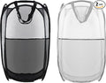 Collapsible Pop Up Laundry Hamper, Extra Large Mesh Foldable Laundry Basket, 28" x 16" x 16", 2 Pack (Black + Grey)