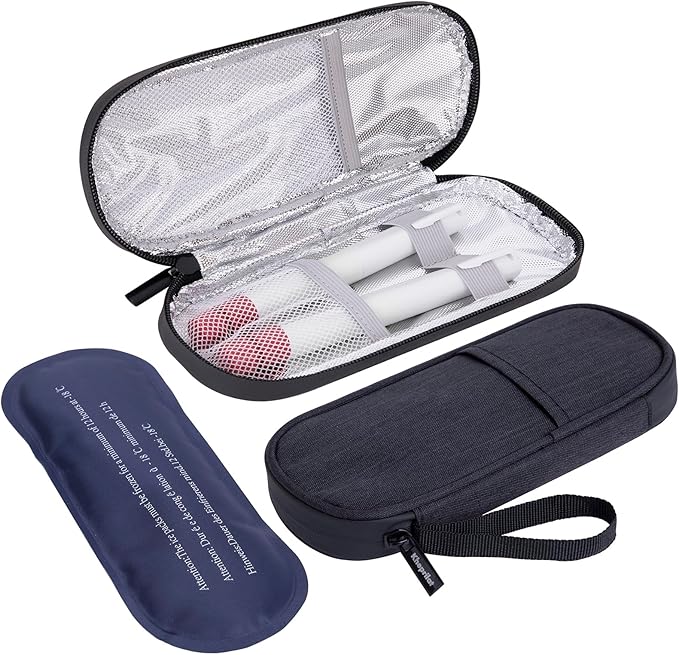 Insulin Cooler Travel Case with 90g TSA Approved Ice Packs – Insulated Diabetic Medication Bag for Insulin Pens & Supplies – Compact & Waterproof for Daily Use & Travel