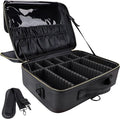 JOURMON Travel Makeup Train Case,Large Capacity Cosmetic Bags for Women,Portable Makeup Bag Organizer with Adjustable Dividers & Shoulder Strap(Black, L)
