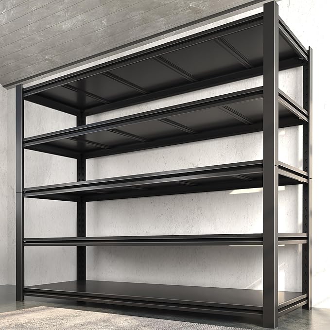 60" W Garage Shelving Heavy Duty Metal Shelving 3000LBS Storage Shelves Adjustable 5 Tier Metal Shelves for Storage Industrial Shelves for Garage, Warehouse, 24.2" D x 60'' W x 72'' H, 2 Pcs