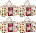 VENO 4 Pack Moving Bags, Large Christmas Storage Bins with lids, Packing Supplies for College, Alternative to Moving Boxes, Foldable, Heavy-Duty Tote, Christmas Pattern (Holiday Pups, 4 Pack)