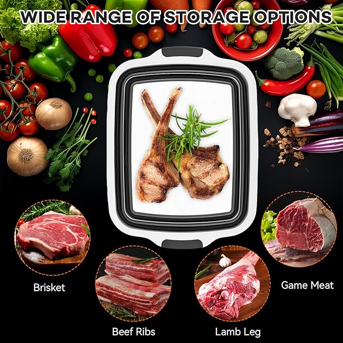 Collapsible BBQ Prep Tub with Cutting Board & Lid – 7.95 Gal / 30L Space-Saving Food Container – BPA-Free Heavy-Duty Plastic, Dishwasher Safe with Drain Hole – Offset Smoker, Backyard & Grilling