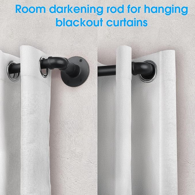 Black Extra Long Industrial Curtain Rod 240 Inches for Windows, 30-240 Inch, Outdoor, Rustic, Room Divider