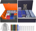 AFIING Trading Card Storage Box 6000+ Capacity – DIY Toploader Case w/ 24 Dividers & 8 Supports, Fits 3x4 Rigid Card, Deck Box for MTG TCG Sports Cards– Black & Orange
