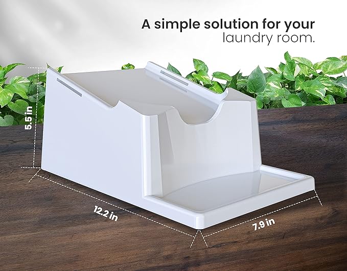TidyFriend Laundry Detergent Holder Stand Organizer with Drip Tray, 2 Pack Laundry Soap Holder with Non-Slip Rubber Feet for Washing Space Organization, Angled Downward Slope for Easy Pouring (White)