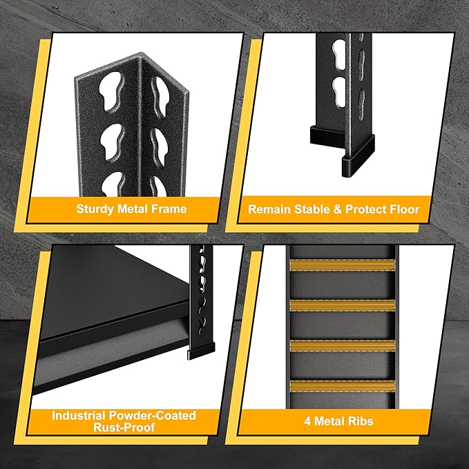 48" W Garage Shelving Heavy Duty, 1500LBS Loads Shelving Units and Storage Racks, 3-Tier Metal Garage Storage Shelves, Industrial Utility Shelf Heavy Duty,48" Wx16 Dx39 H, Black
