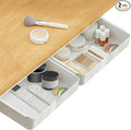 Poeland Under Desk Drawer Self-Stick Storage Organizer for Office Home School Large Size White 2 Pack