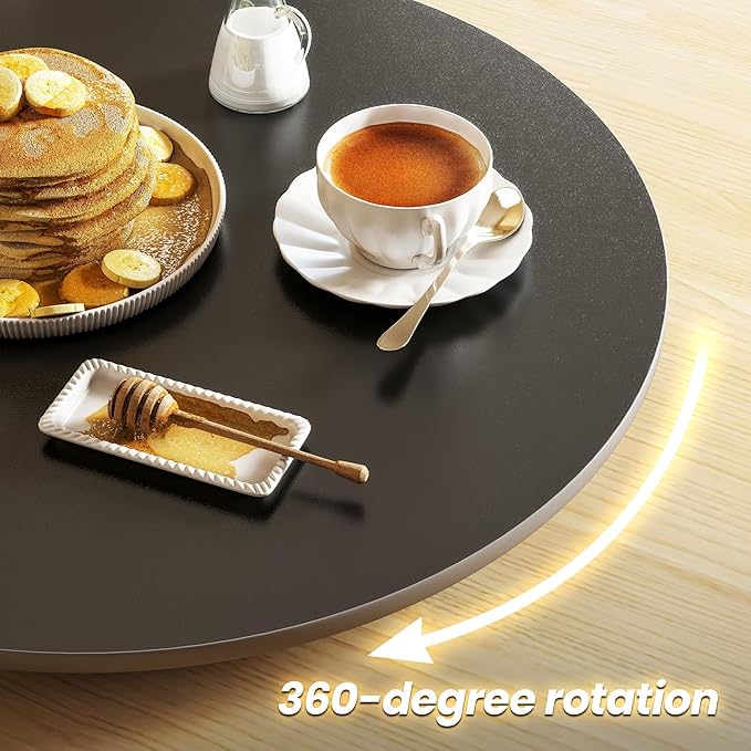 19.7" Lazy Susan Turntable – 360° Sinteredstone Silent Anti-Slip Turntable, Table Top Centerpiece for Kitchen, Pantry, Spice Rack, Refrigerator & Dining Table, White