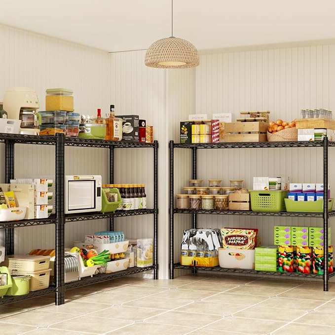 Storage Shelves, 3 PCS 48" L x 20" W x 47" H Heavy Duty Garage Wire Shelving Unit Loads 1200LBS, 3-Tier Adjustable Metal Industrial Utility Shelf Rack for Kitchen, Laundry Room, Basement